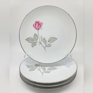 Zylstra Hand Crafted Rose Select Fine China 8-1/4 inch Luncheon Plates Set Of 4